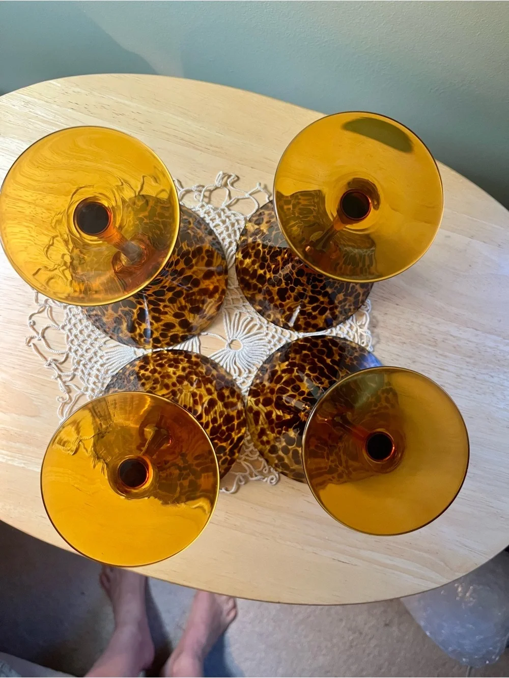 Set of Amber Tortoiseshell Martini Glasses